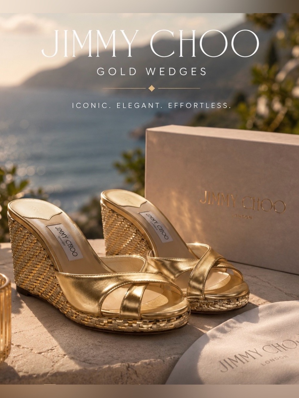 Jimmy Choo Gold Wedges